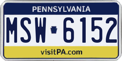 PA license plate MSW6152