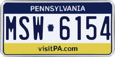 PA license plate MSW6154