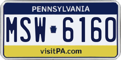 PA license plate MSW6160