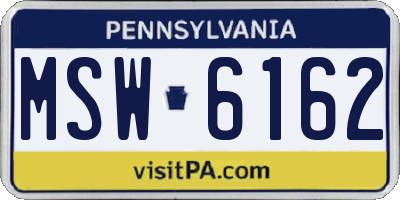 PA license plate MSW6162
