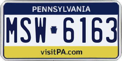 PA license plate MSW6163