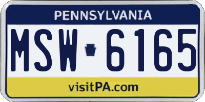 PA license plate MSW6165