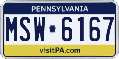 PA license plate MSW6167