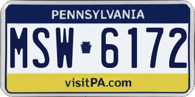 PA license plate MSW6172