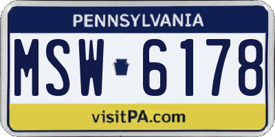 PA license plate MSW6178