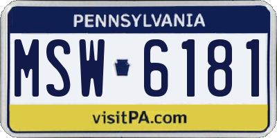 PA license plate MSW6181
