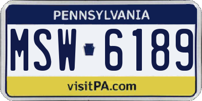 PA license plate MSW6189