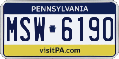 PA license plate MSW6190