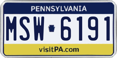 PA license plate MSW6191