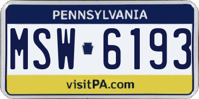 PA license plate MSW6193