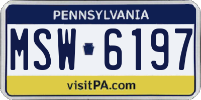 PA license plate MSW6197