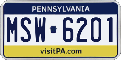 PA license plate MSW6201