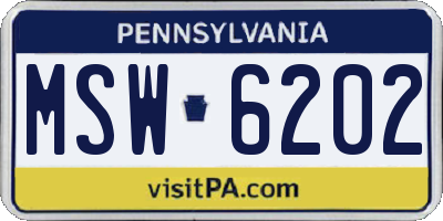 PA license plate MSW6202