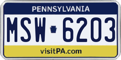 PA license plate MSW6203