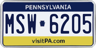 PA license plate MSW6205