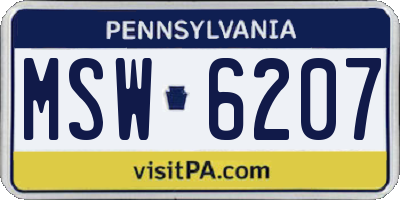PA license plate MSW6207