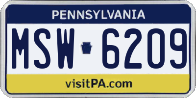 PA license plate MSW6209