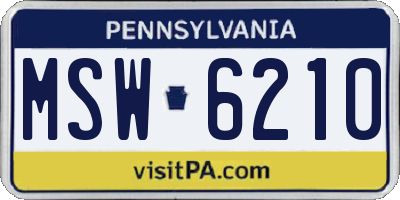 PA license plate MSW6210