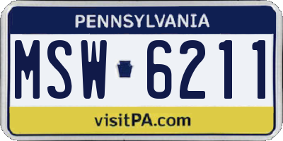 PA license plate MSW6211