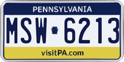 PA license plate MSW6213