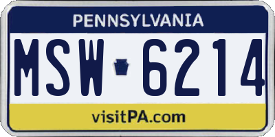 PA license plate MSW6214