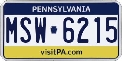 PA license plate MSW6215