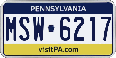 PA license plate MSW6217