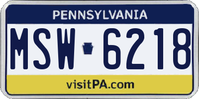 PA license plate MSW6218
