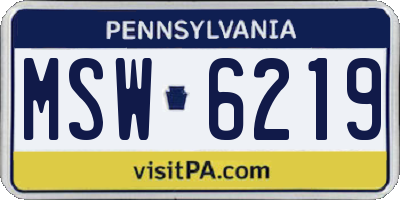 PA license plate MSW6219