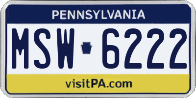 PA license plate MSW6222
