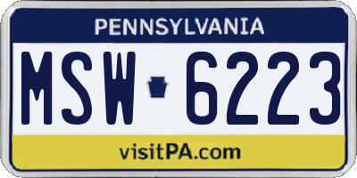 PA license plate MSW6223