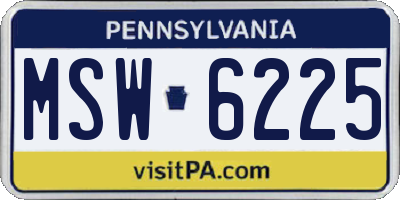 PA license plate MSW6225