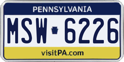 PA license plate MSW6226