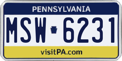 PA license plate MSW6231