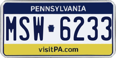 PA license plate MSW6233