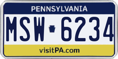 PA license plate MSW6234