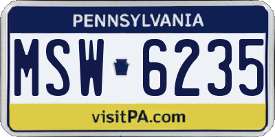 PA license plate MSW6235