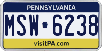 PA license plate MSW6238