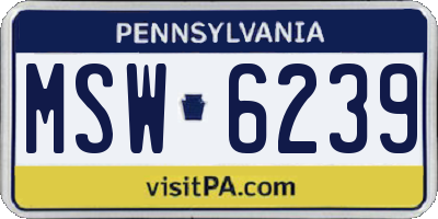 PA license plate MSW6239