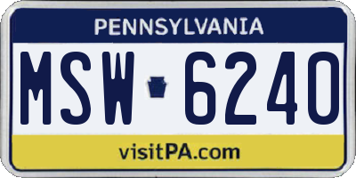PA license plate MSW6240