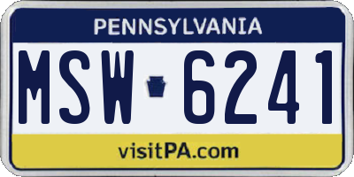 PA license plate MSW6241