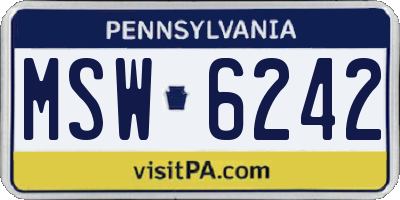 PA license plate MSW6242