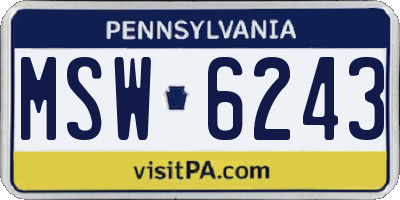 PA license plate MSW6243