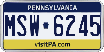 PA license plate MSW6245