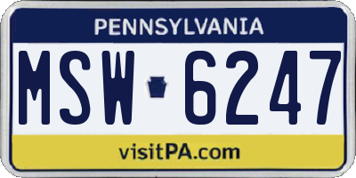PA license plate MSW6247
