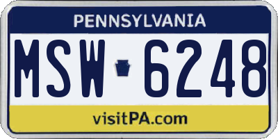 PA license plate MSW6248