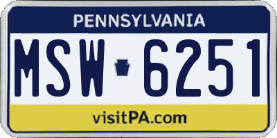 PA license plate MSW6251