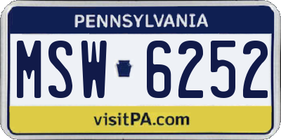PA license plate MSW6252