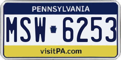 PA license plate MSW6253