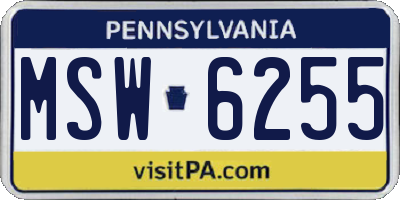PA license plate MSW6255